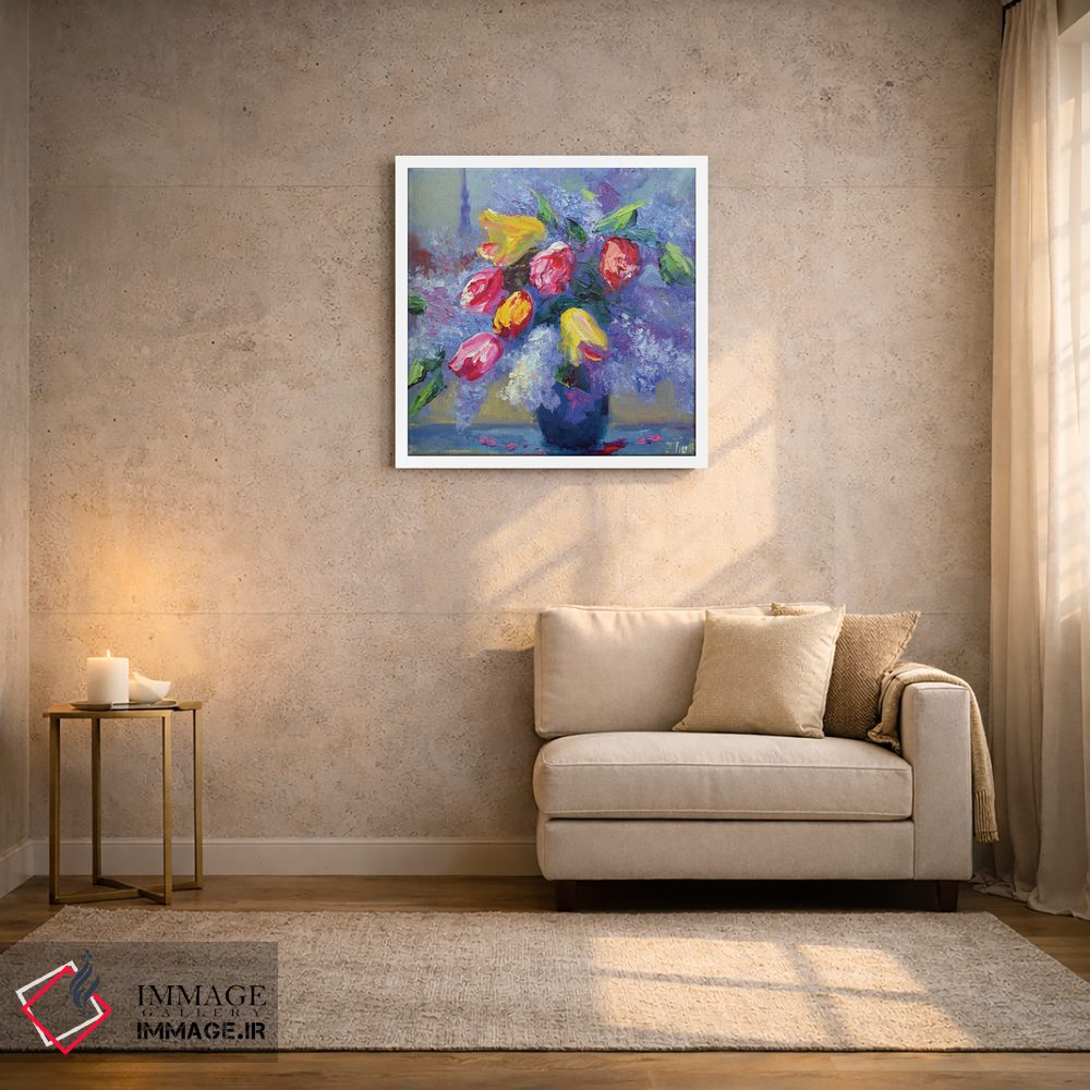 تابلو دکوراتیو گل ها روی پنجره اثر النا لوکینا - D1W