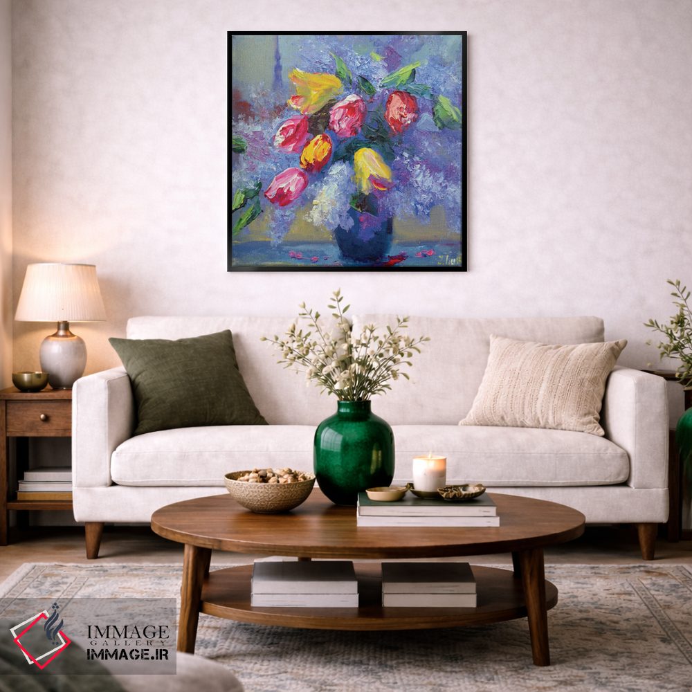 تابلو دکوراتیو گل ها روی پنجره اثر النا لوکینا - D3B