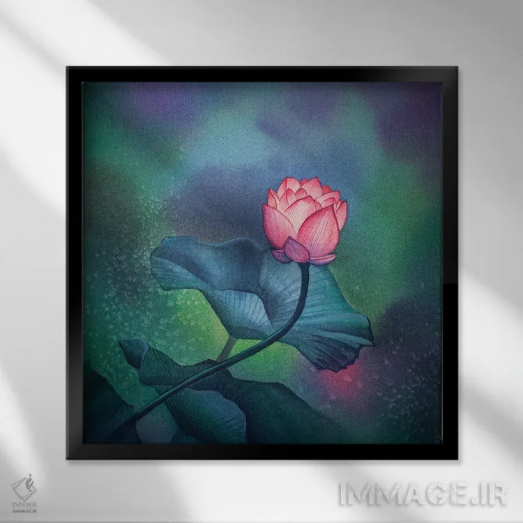 تابلو دکوراتیو رز شفق شمالی اثر لیام کوموات - نمای قابدار مشکی