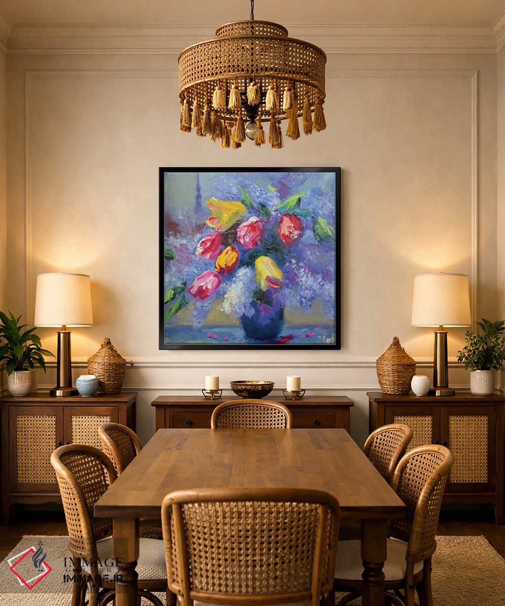 تابلو دکوراتیو گل ها روی پنجره اثر النا لوکینا - D5B