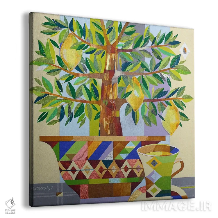 تابلو دکوراتیو چای لیمو اثر نلی لوکاشیک - نمای پرسپکتیو محصول