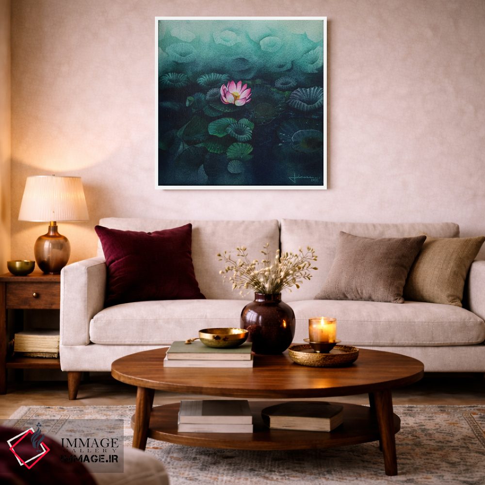 تابلو دکوراتیو برگ های نیلوفر اثر لیام کوموات - D1W