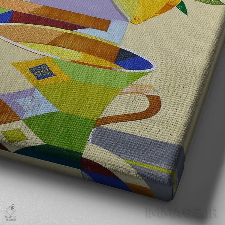 تابلو دکوراتیو چای لیمو اثر نلی لوکاشیک - نمای نزدیک بافت بوم