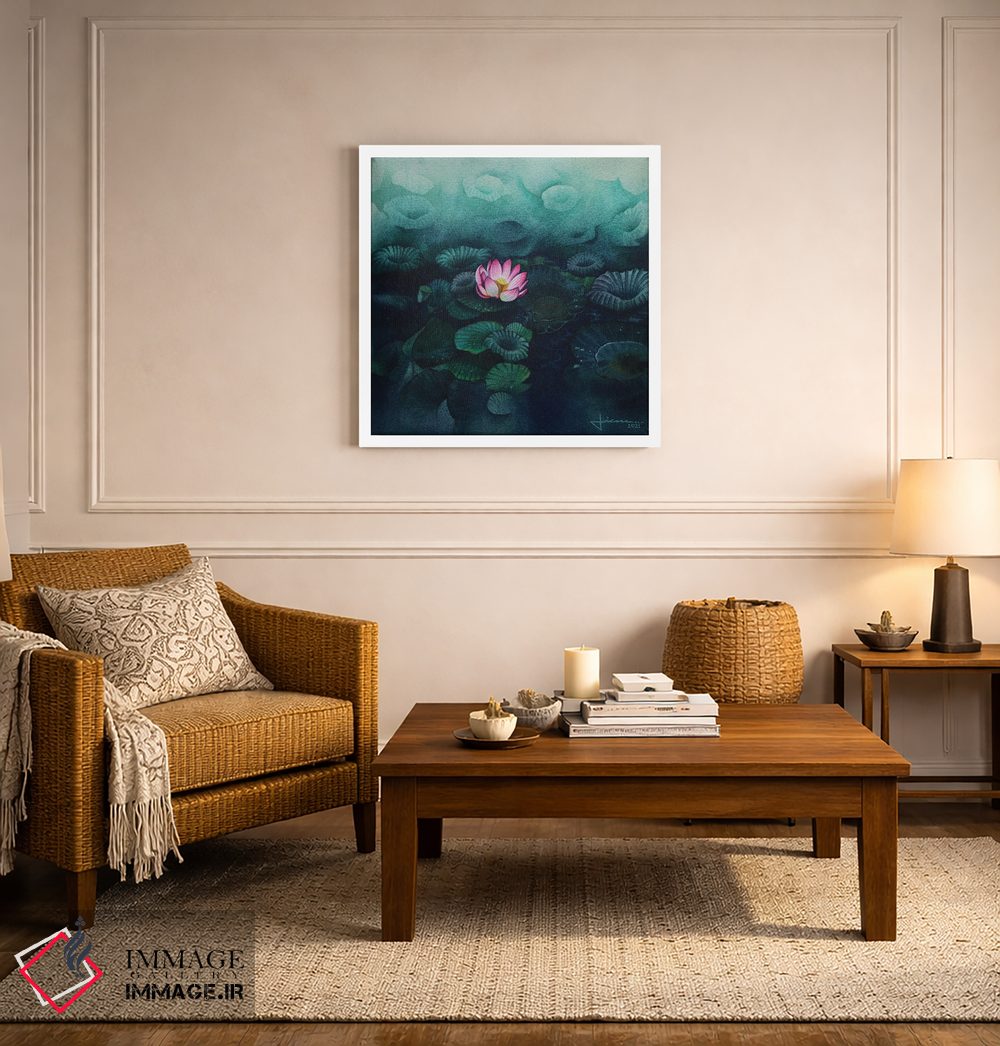 تابلو دکوراتیو برگ های نیلوفر اثر لیام کوموات - D4W