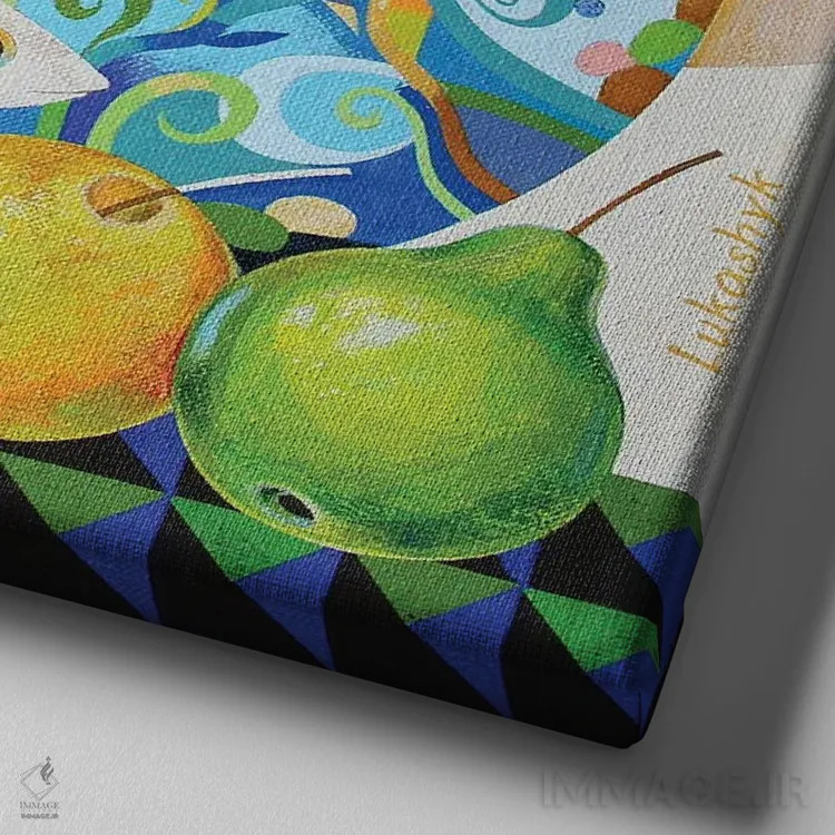 تابلو دکوراتیو ده ماهی اثر نلی لوکاشیک - نمای نزدیک بافت بوم