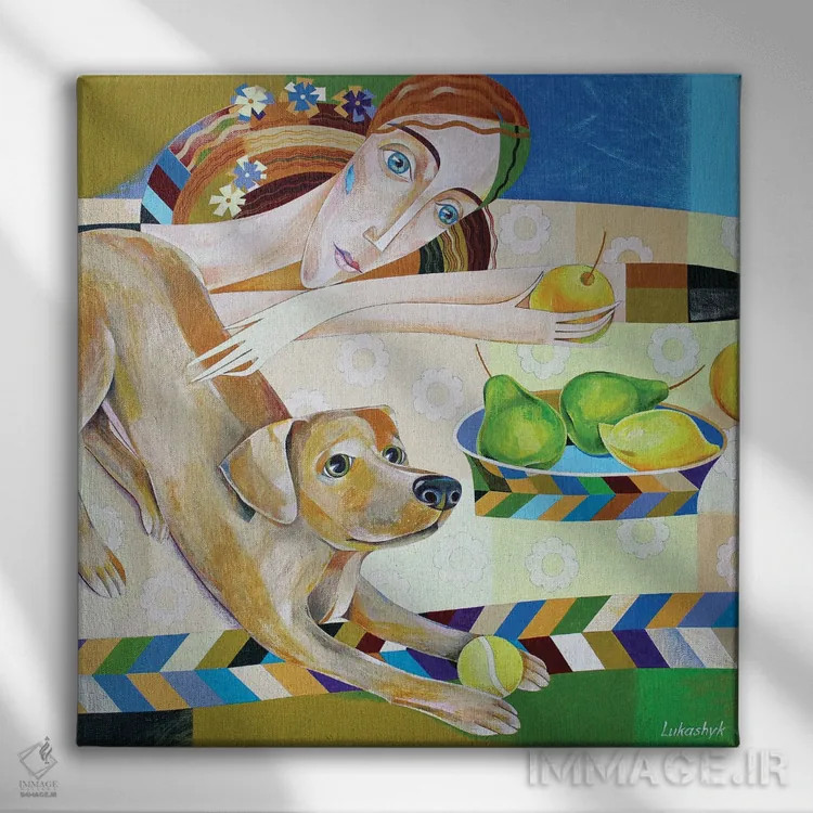 تابلو دکوراتیو پیک نیک دونفره اثر نلی لوکاشیک - نمای روبهرو روی دیوار
