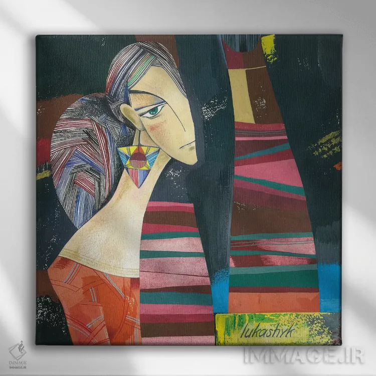 تابلو انتزاعی دوست دخترها اثر نلی لوکاشیک - نمای روبهرو روی دیوار
