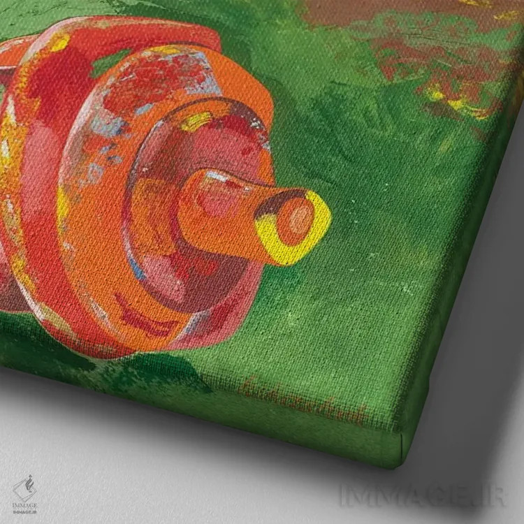 تابلو انتزاعی قهوه برای تو اثر نلی لوکاشیک - نمای نزدیک بافت بوم