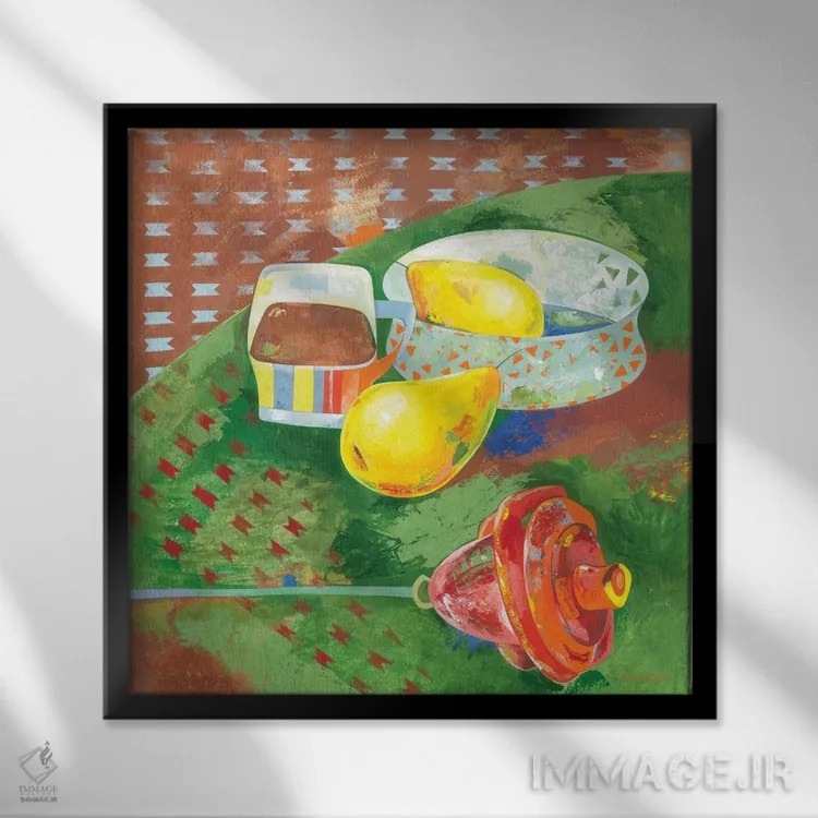 تابلو انتزاعی قهوه برای تو اثر نلی لوکاشیک - نمای قابدار مشکی