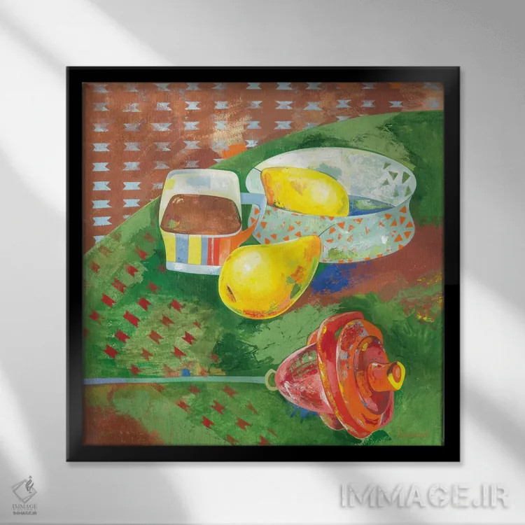 تابلو انتزاعی قهوه برای تو اثر نلی لوکاشیک - نمای قابدار مشکی