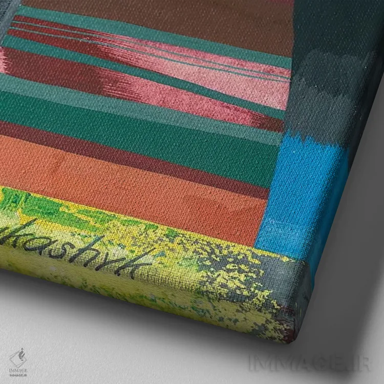 تابلو انتزاعی دوست دخترها اثر نلی لوکاشیک - نمای نزدیک بافت بوم