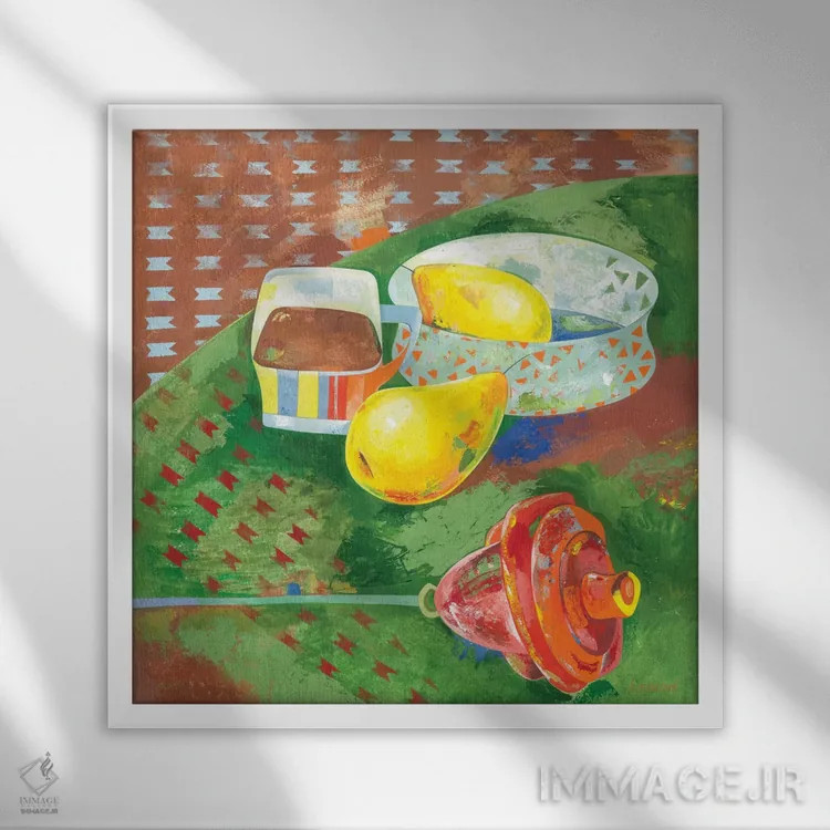 تابلو انتزاعی قهوه برای تو اثر نلی لوکاشیک - نمای قابدار سفید