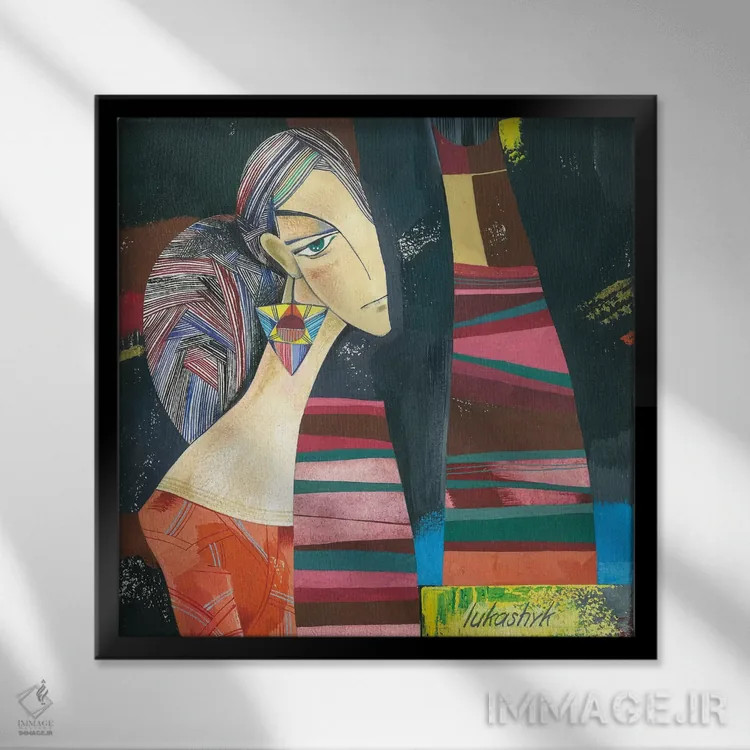 تابلو انتزاعی دوست دخترها اثر نلی لوکاشیک - نمای قابدار مشکی