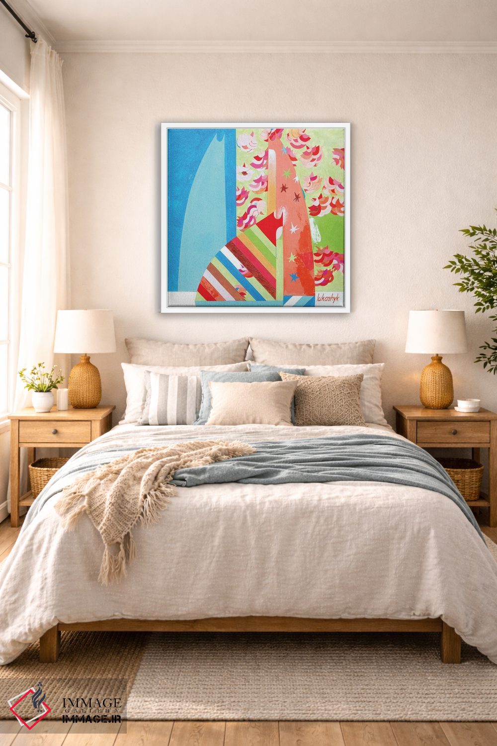 تابلو انتزاعی کنار درخت ساکورا اثر نلی لوکاشیک - D4W