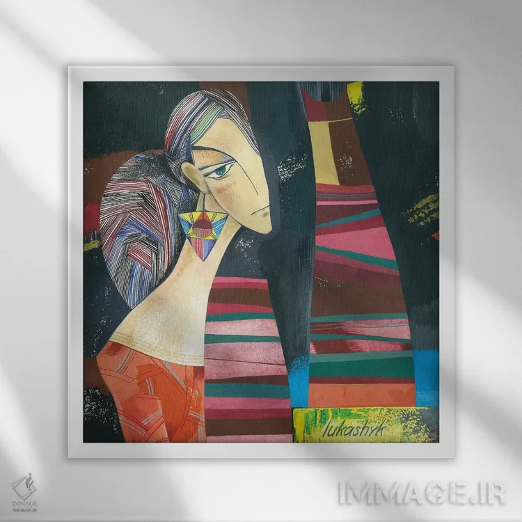 تابلو انتزاعی دوست دخترها اثر نلی لوکاشیک - نمای قابدار سفید