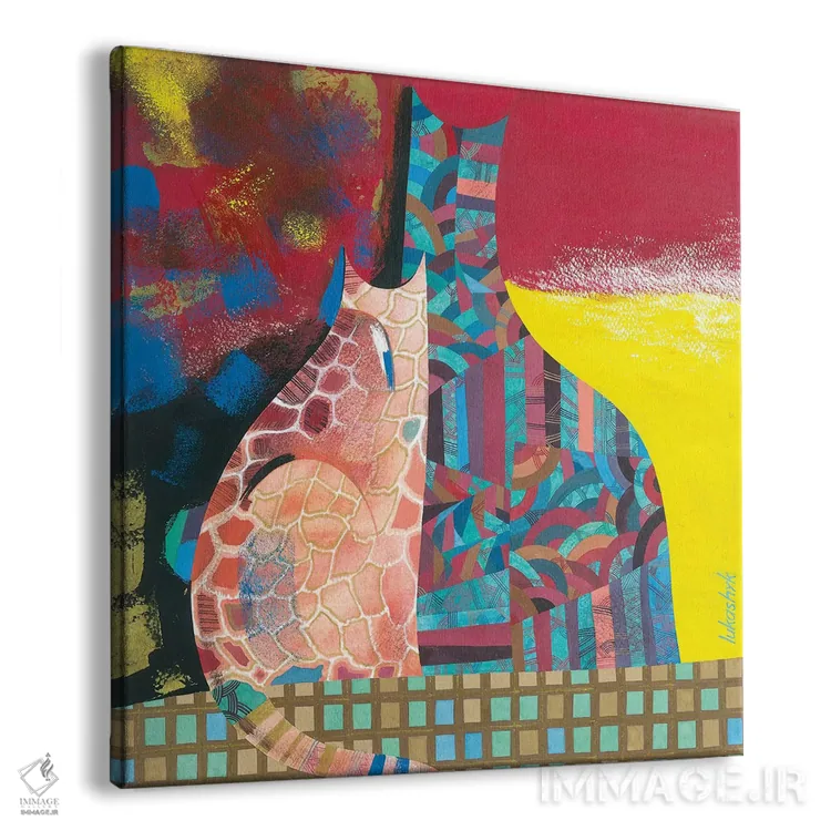 تابلو انتزاعی متفاوت اثر نلی لوکاشیک - نمای پرسپکتیو محصول