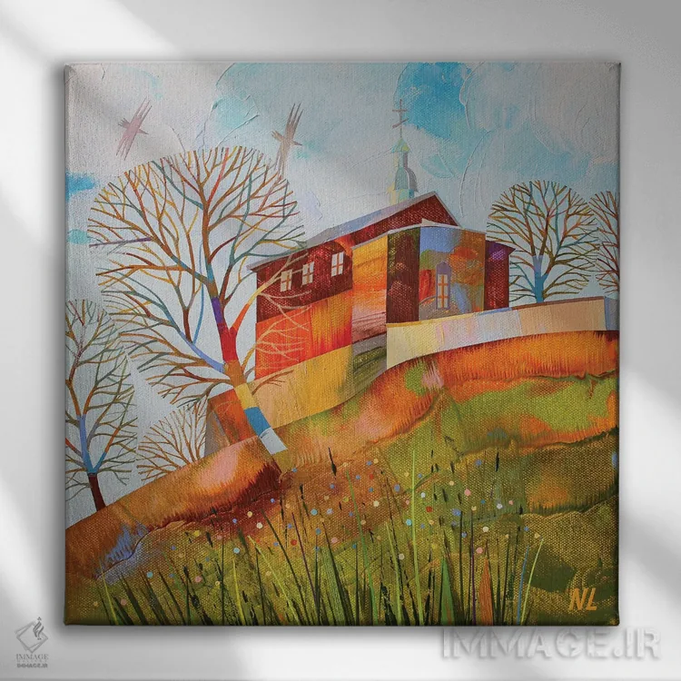 تابلو دکوراتیو چشم انداز شهر اثر نلی لوکاشیک - نمای روبهرو روی دیوار