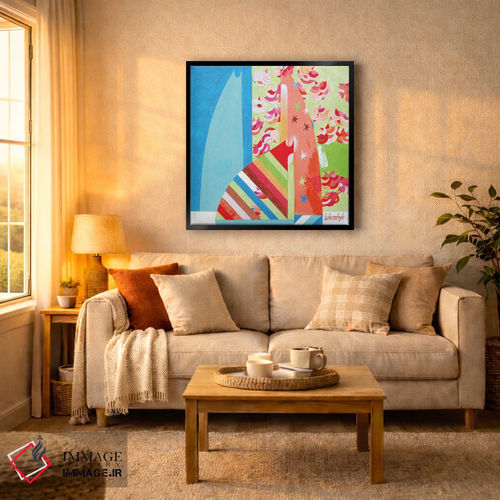 تابلو انتزاعی کنار درخت ساکورا اثر نلی لوکاشیک - D6B