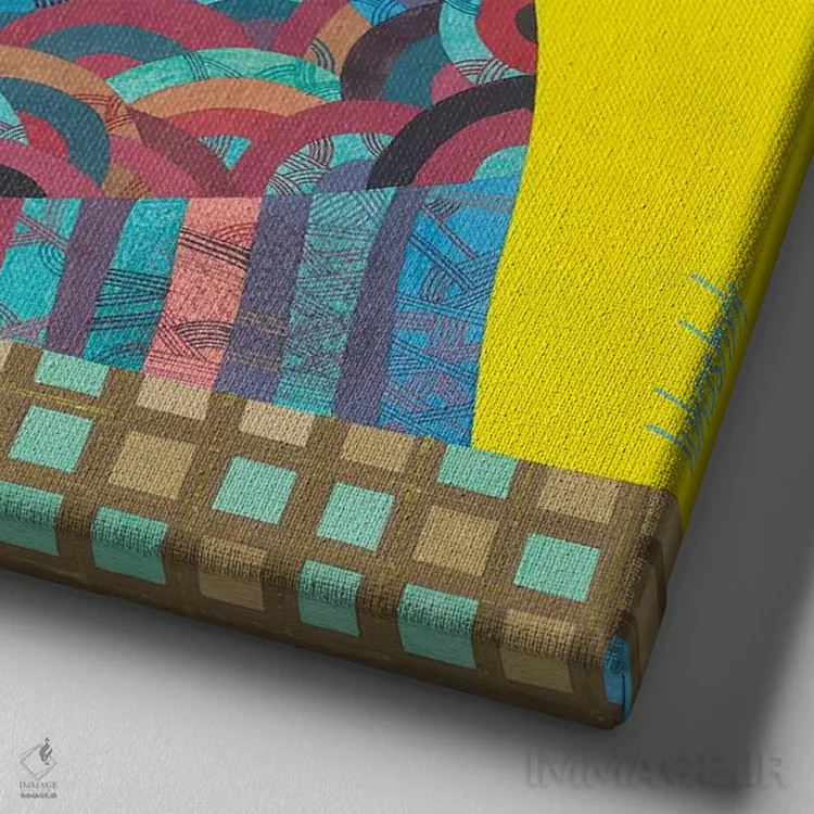 تابلو انتزاعی متفاوت اثر نلی لوکاشیک - نمای نزدیک بافت بوم