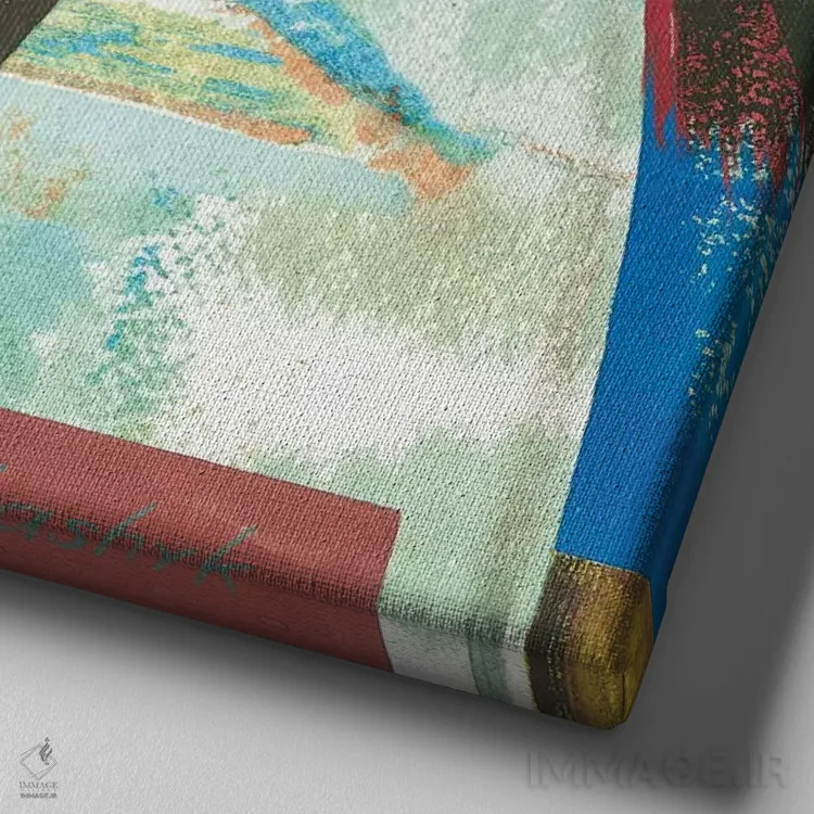 تابلو دکوراتیو بازی اثر نلی لوکاشیک - نمای نزدیک بافت بوم