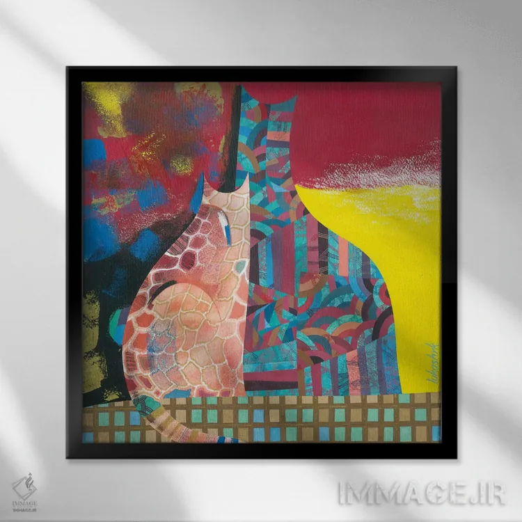 تابلو انتزاعی متفاوت اثر نلی لوکاشیک - نمای قابدار مشکی