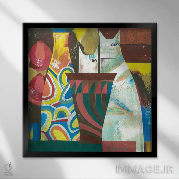 تابلو دکوراتیو بازی اثر نلی لوکاشیک - نمای قابدار مشکی