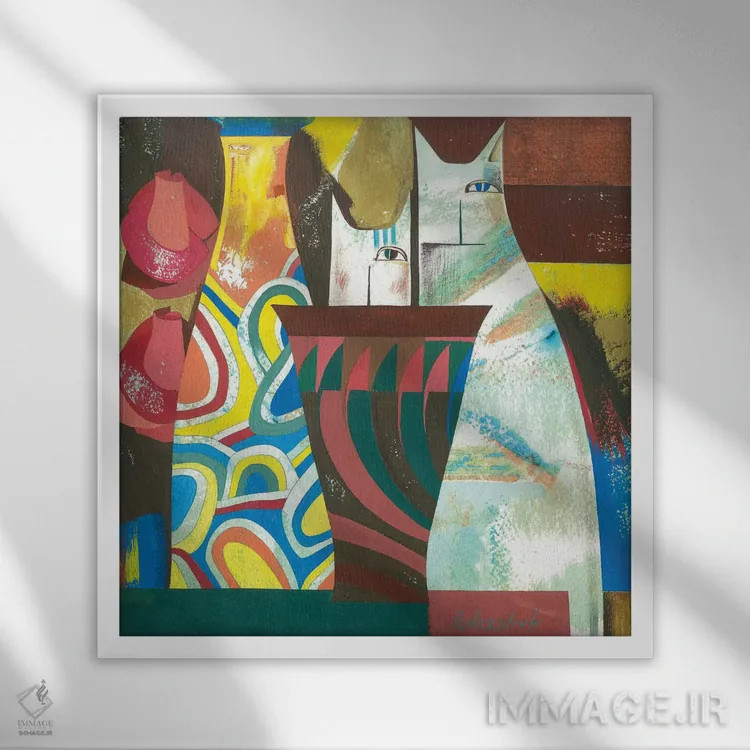 تابلو دکوراتیو بازی اثر نلی لوکاشیک - نمای قابدار سفید