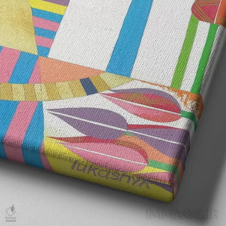 تابلو انتزاعی گربه های مصری اثر نلی لوکاشیک - نمای نزدیک بافت بوم