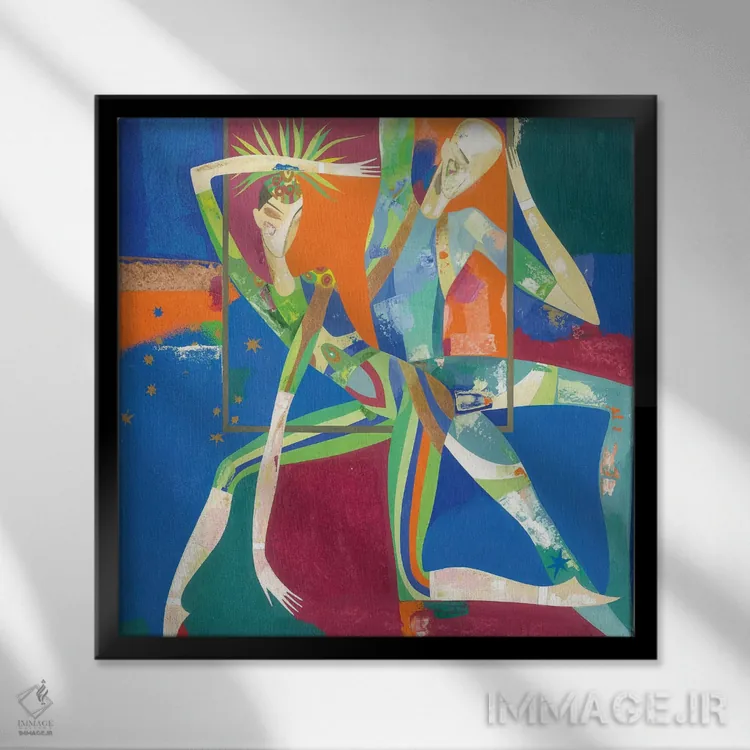 تابلو دکوراتیو در نور نورافکن ها ۲ اثر نلی لوکاشیک - نمای قابدار مشکی