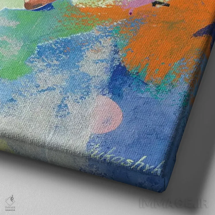 تابلو انتزاعی سگ هایی که دوست داریم اثر نلی لوکاشیک - نمای نزدیک بافت بوم