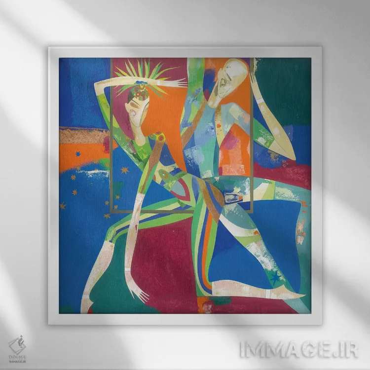 تابلو دکوراتیو در نور نورافکن ها ۲ اثر نلی لوکاشیک - نمای قابدار سفید