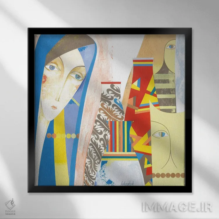 تابلو دکوراتیو نزدیک شادی اثر نلی لوکاشیک - نمای قابدار مشکی