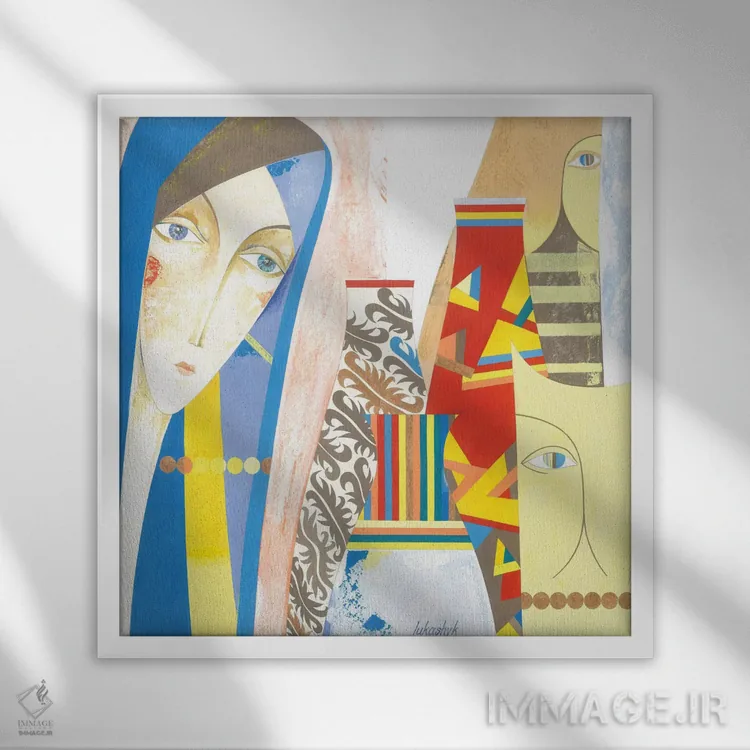 تابلو دکوراتیو نزدیک شادی اثر نلی لوکاشیک - نمای قابدار سفید