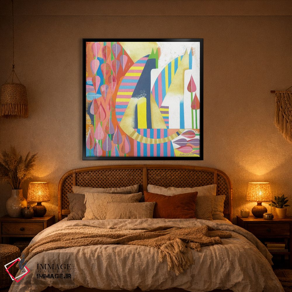 تابلو انتزاعی گربه های مصری اثر نلی لوکاشیک - D1B