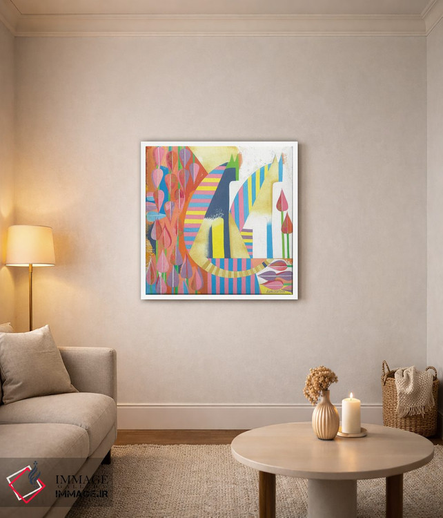 تابلو انتزاعی گربه های مصری اثر نلی لوکاشیک - D3W