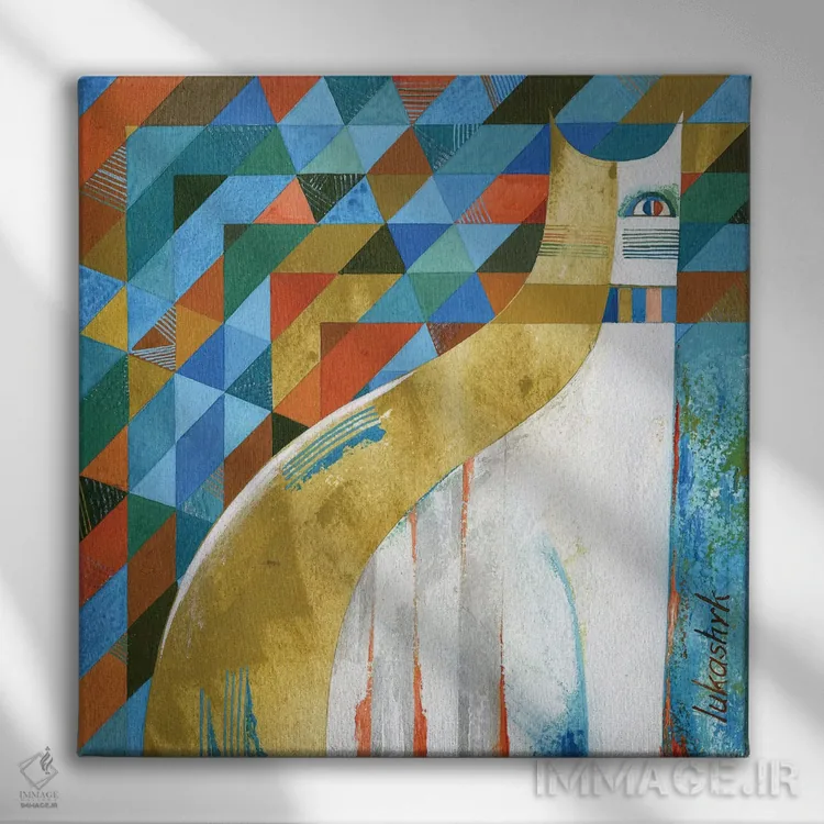 تابلو دکوراتیو در پنجره شیشه ای رنگی اثر نلی لوکاشیک - نمای روبهرو روی دیوار