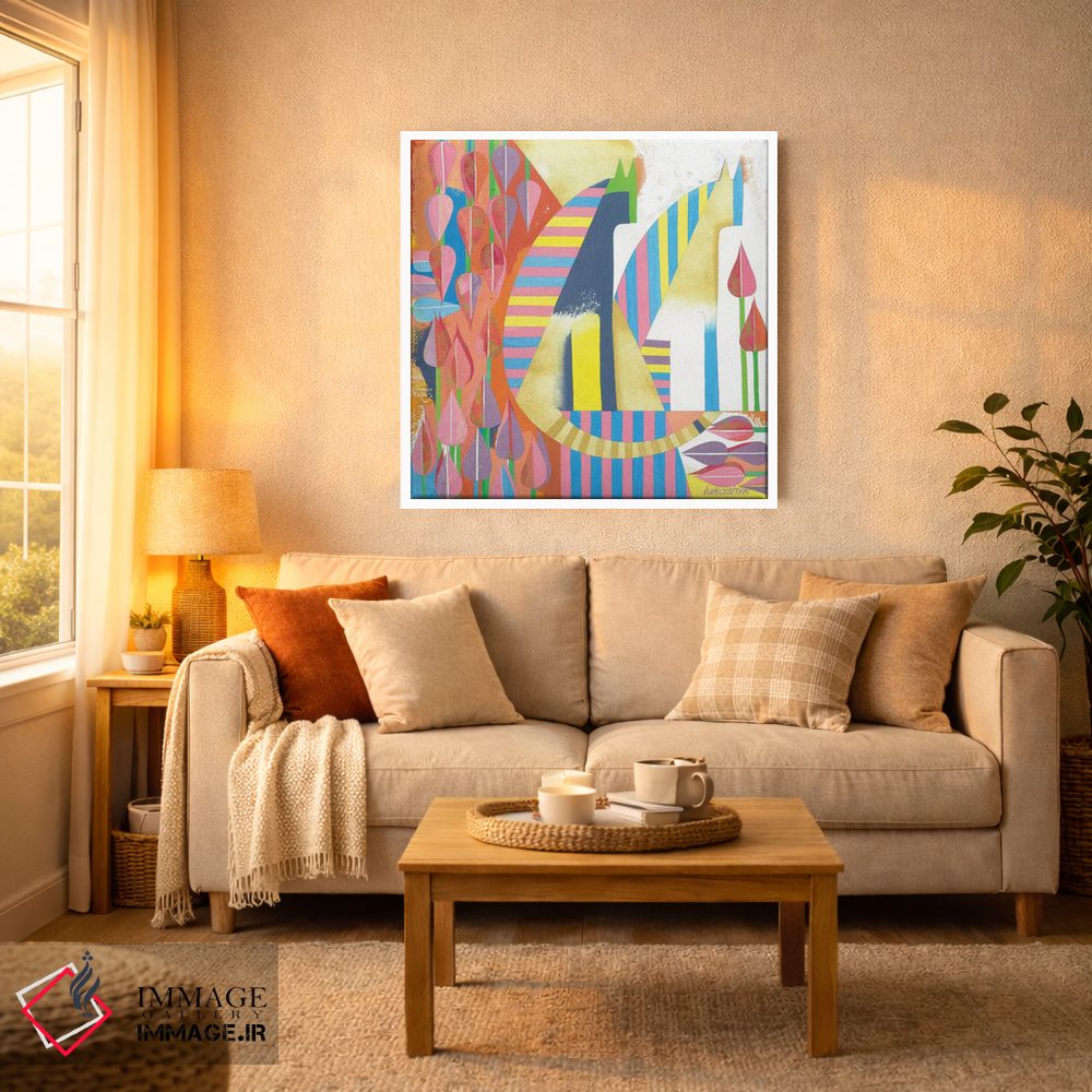 تابلو انتزاعی گربه های مصری اثر نلی لوکاشیک - D2W