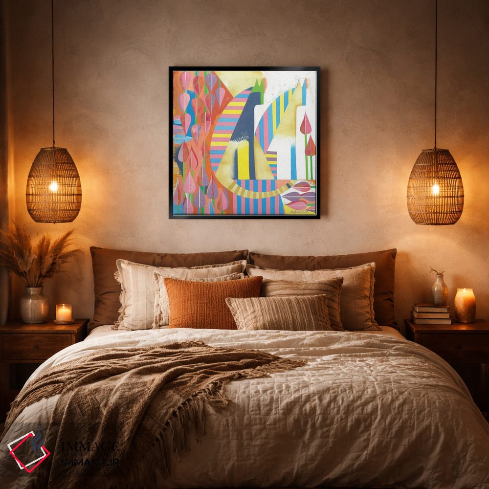 تابلو انتزاعی گربه های مصری اثر نلی لوکاشیک - D6B