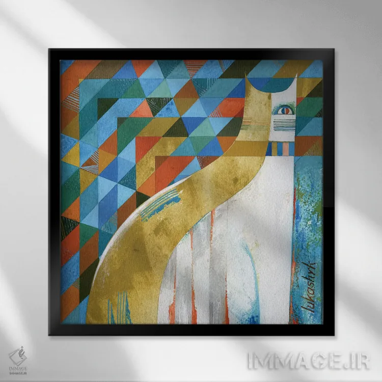 تابلو دکوراتیو در پنجره شیشه ای رنگی اثر نلی لوکاشیک - نمای قابدار مشکی