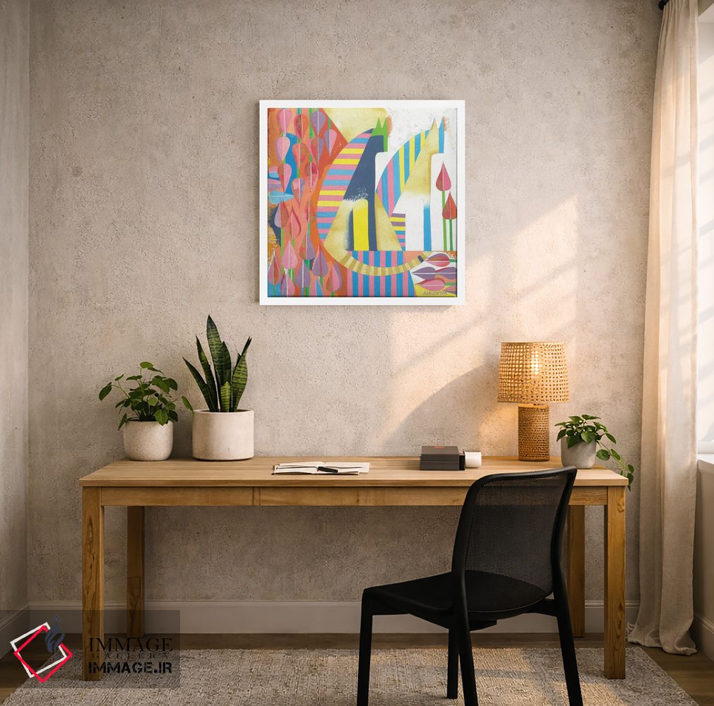 تابلو انتزاعی گربه های مصری اثر نلی لوکاشیک - D5W