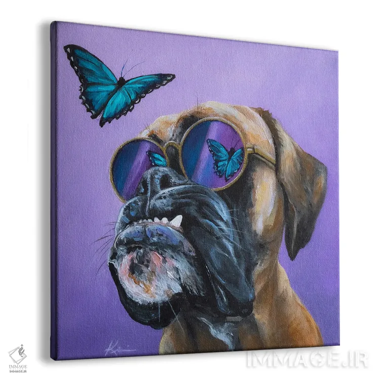 تابلو دکوراتیو باکسر و پروانه اثر لینزی کیوی - نمای پرسپکتیو محصول