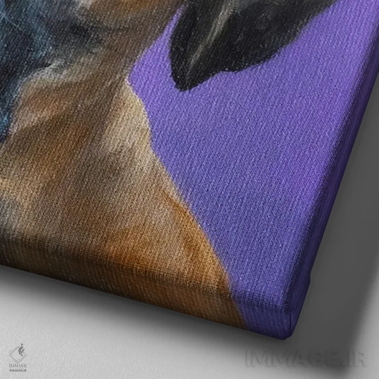 تابلو دکوراتیو باکسر و پروانه اثر لینزی کیوی - نمای نزدیک بافت بوم