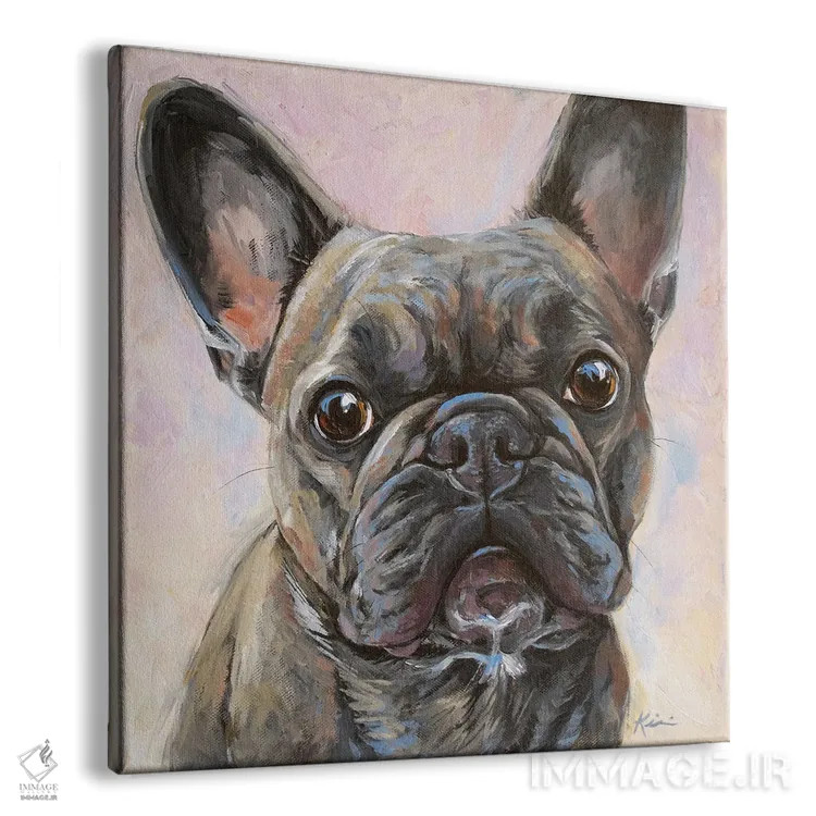 تابلو دکوراتیو بولداگ فرانسوی اثر لینزی کیوی - نمای پرسپکتیو محصول