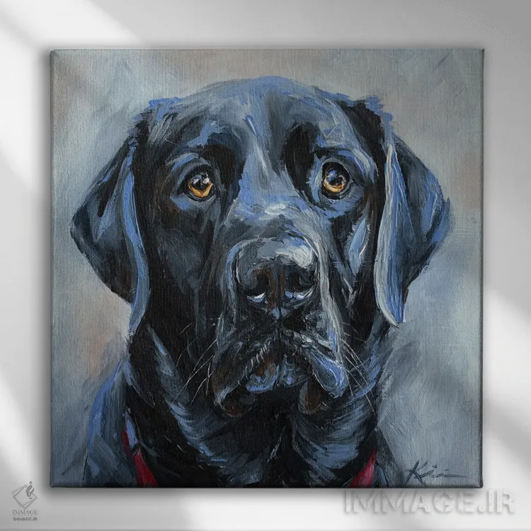 تابلو دکوراتیو لابرادور سیاه ۲ اثر لینزی کیوی - نمای روبهرو روی دیوار