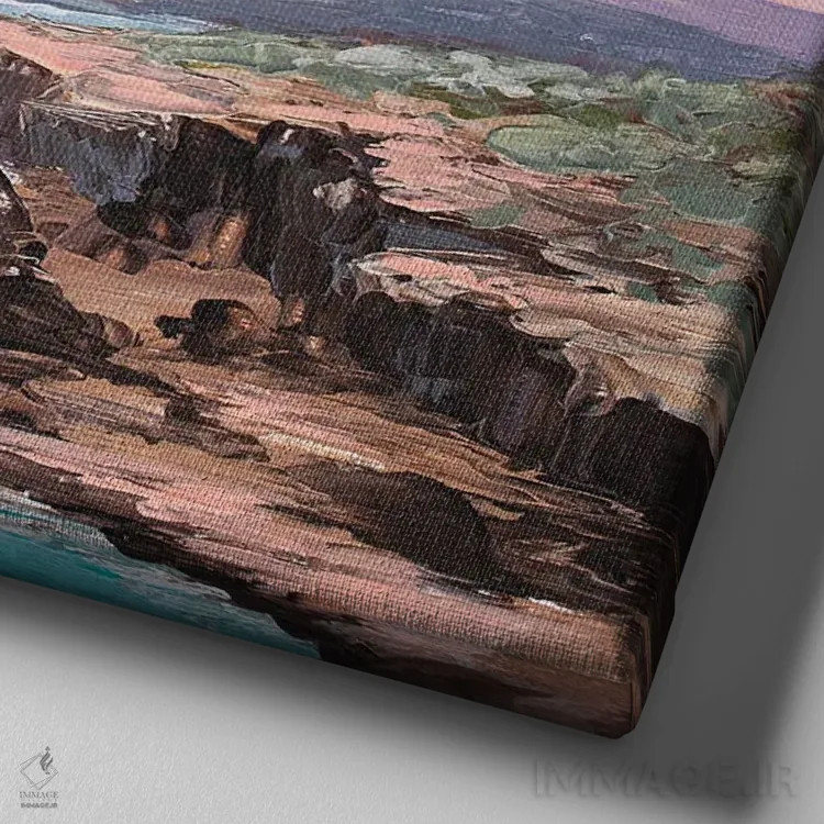 تابلو انتزاعی ساحل کالیفرنیا اثر لینزی کیوی - نمای نزدیک بافت بوم