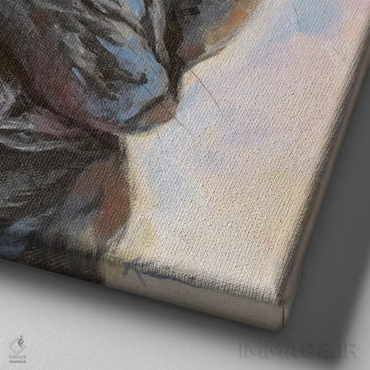 تابلو دکوراتیو بولداگ فرانسوی اثر لینزی کیوی - نمای نزدیک بافت بوم