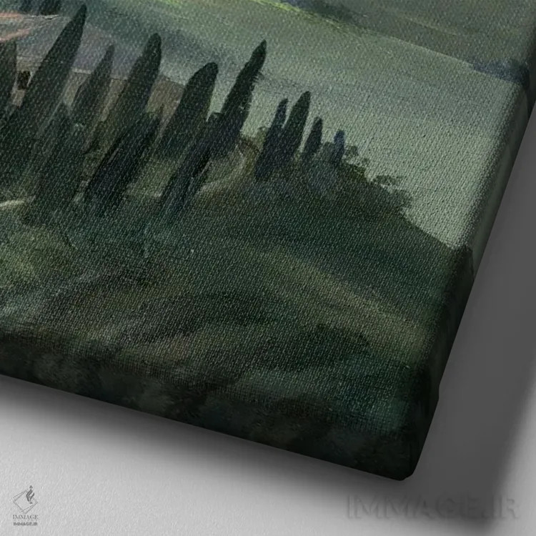 تابلو دکوراتیو توسکانی اثر لینزی کیوی - نمای نزدیک بافت بوم