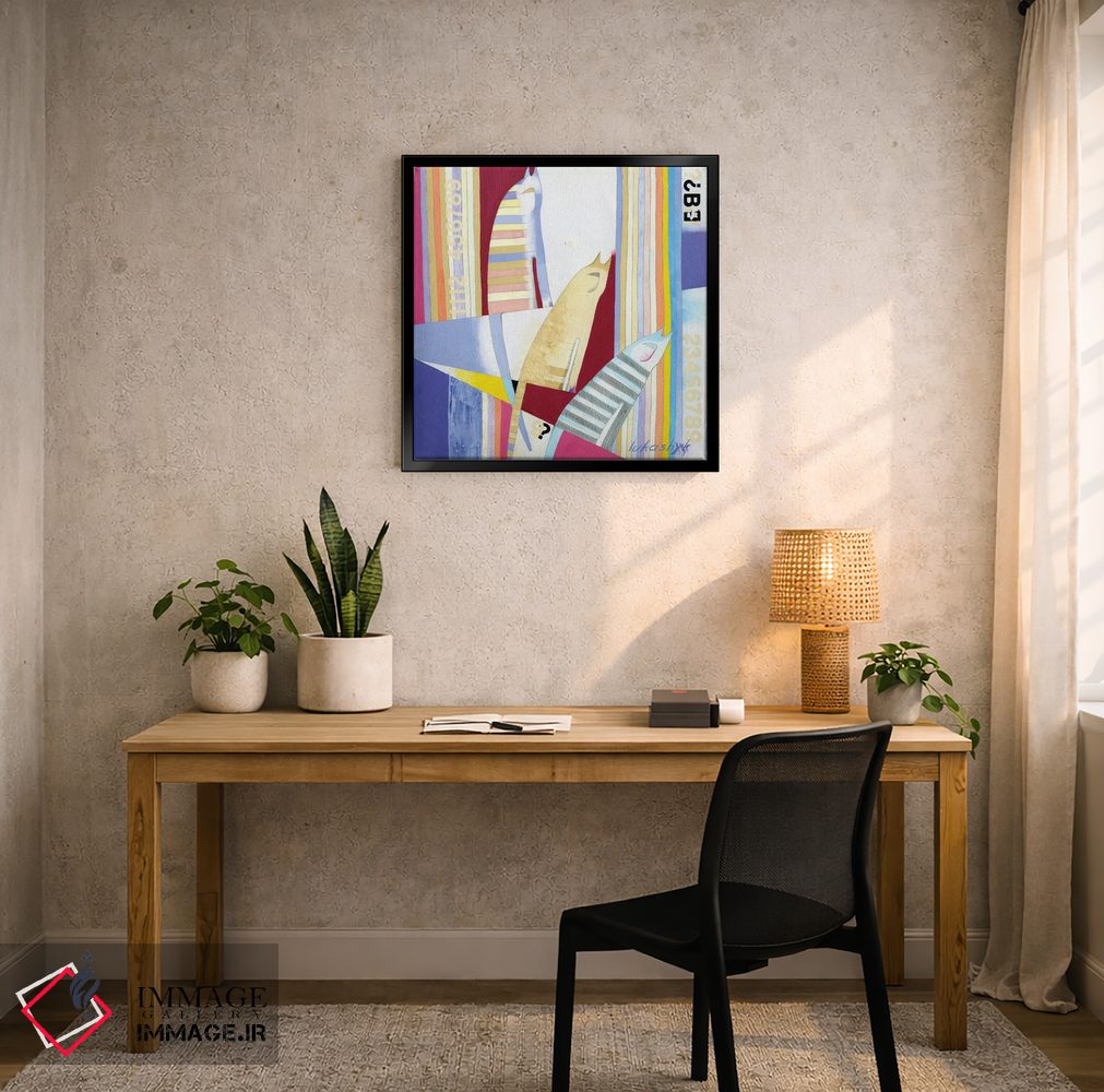 تابلو انتزاعی گربه های آوازخوان اثر نلی لوکاشیک - D4B