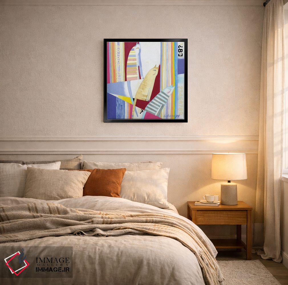 تابلو انتزاعی گربه های آوازخوان اثر نلی لوکاشیک - D5B