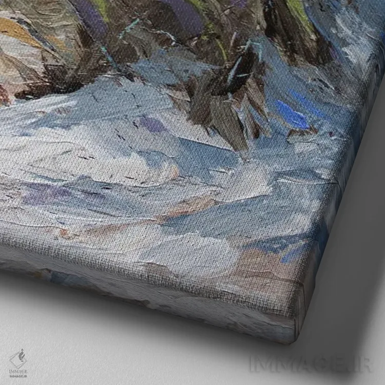 تابلو انتزاعی چمن ساحلی اثر لینزی کیوی - نمای نزدیک بافت بوم